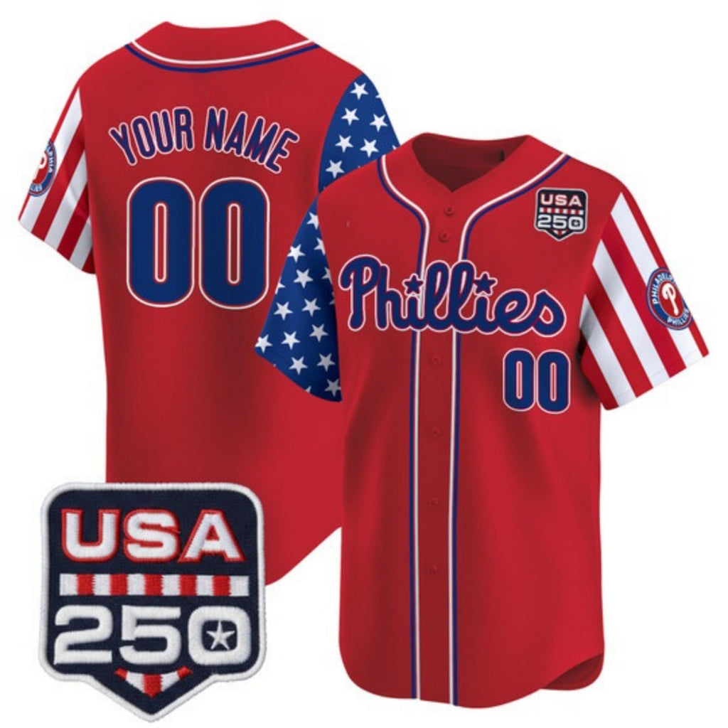 Custom Philadelphia Phillies America 250 Edition Vapor Premier Limited Red Jereymy Stitched Jerseys
