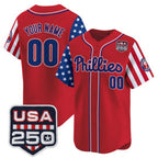 Custom Philadelphia Phillies America 250 Edition Vapor Premier Limited Red Jereymy Stitched Jerseys