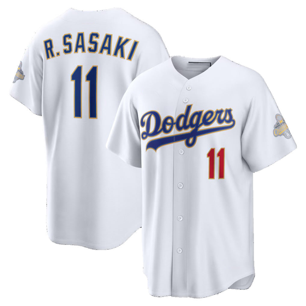 Los Angeles Dodgers #11 Roki Sasaki White Jereymy 2026 Gold Collection Stadium Jersey