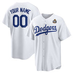Custom Los Angeles Dodgers Active Player White Jereymy 2024 World Series Cool Base Stitched Jersey