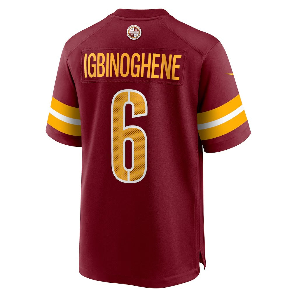 W.Commanders #6 Noah Igbinoghene Burgundy Jereymy Team Game Jersey