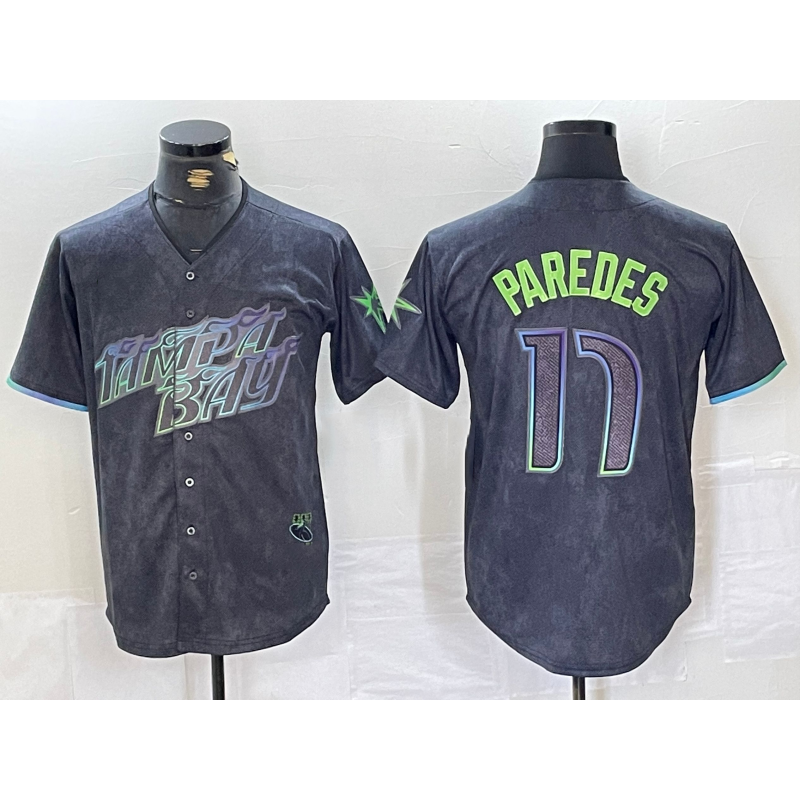 Tampa Bay Rays #17 Isaac Paredes Charcoal Jereymy 2024 City Connect Limited Cool Base Jersey