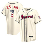 Atlanta Braves #7 Ha-Seong Kim Player Cream Jereymy USA 250 Fourth Of July Limited Home Game Stitched Jerseys