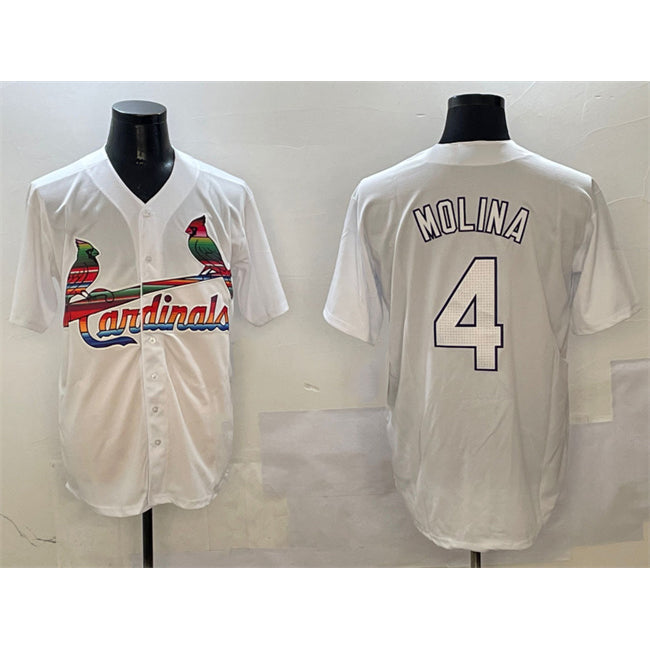 St. Louis Cardinals #4 Yadier Molina White Jereymy Cool Base Stitched Jersey