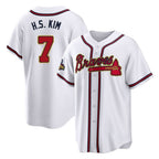 Atlanta Braves #7 Ha-Seong Kim Player White Gold Jereymy Home Game Stitched Jerseys