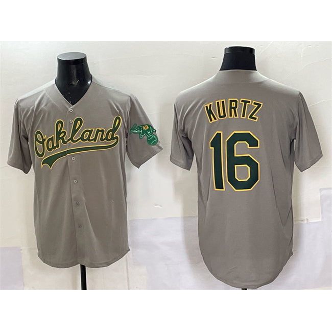 Oakland Athletics #16 Nick Kurtz Grey Jereymy Cool Base Stitched Baseball Jersey
