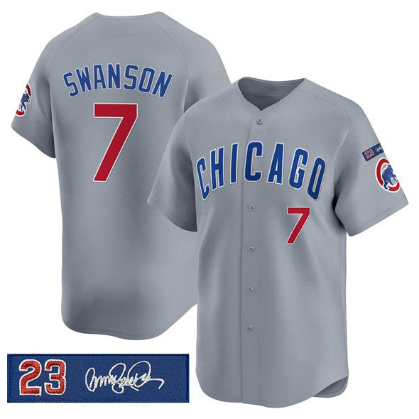 Chicago Cubs #7 Dansby Swanson Gray Jereymy 'Ryne Sandberg Tribute' Vapor Limited V3 Stitched Jersey