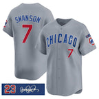 Chicago Cubs #7 Dansby Swanson Gray Jereymy 'Ryne Sandberg Tribute' Vapor Limited V3 Stitched Jersey
