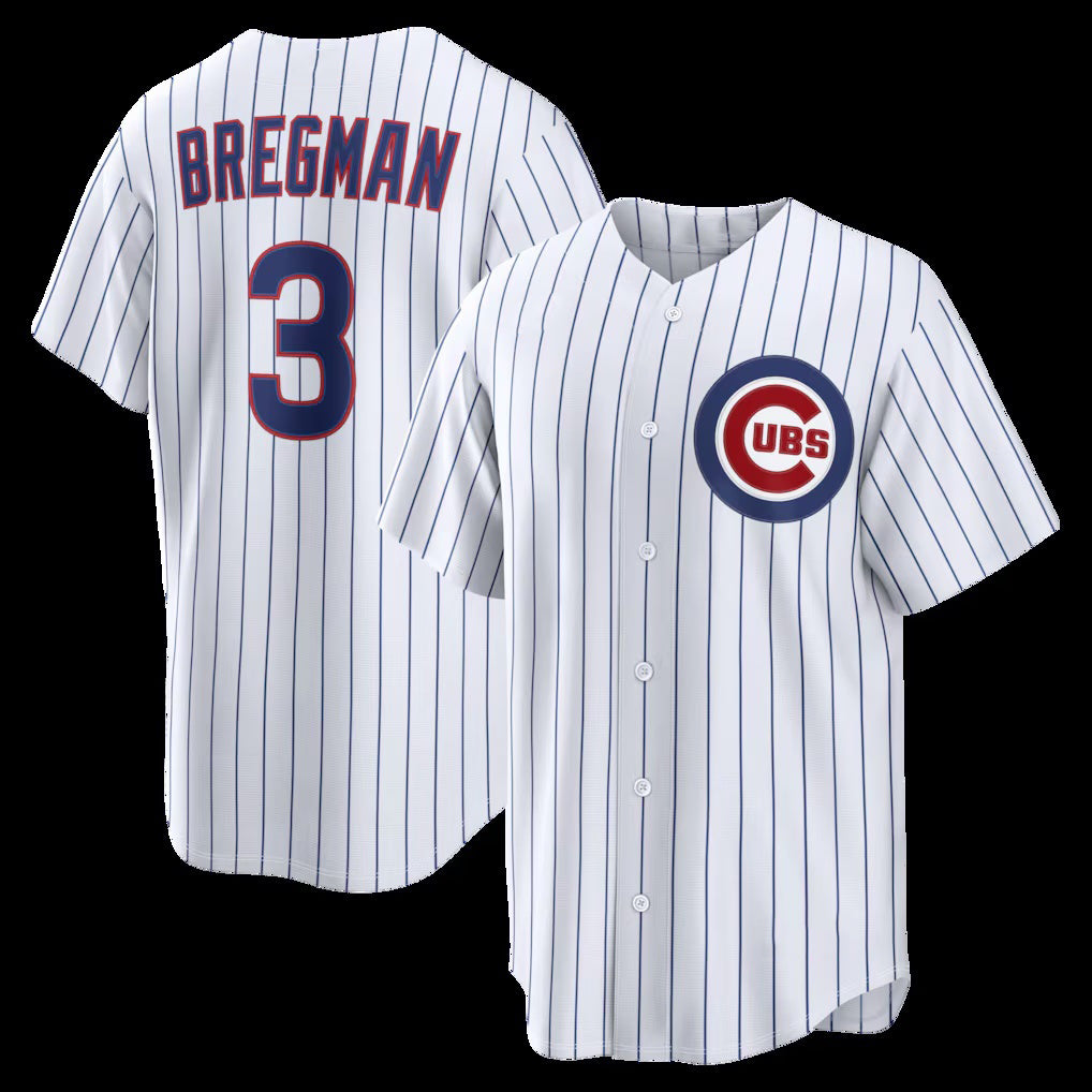Chicago Cubs #3 Alex Bregman White Jereymy Home Replica Jersey