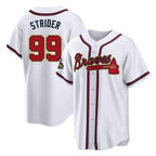Atlanta Braves #99 Spencer Strider Player White Gold Jereymy Home Game Stitched Jerseys