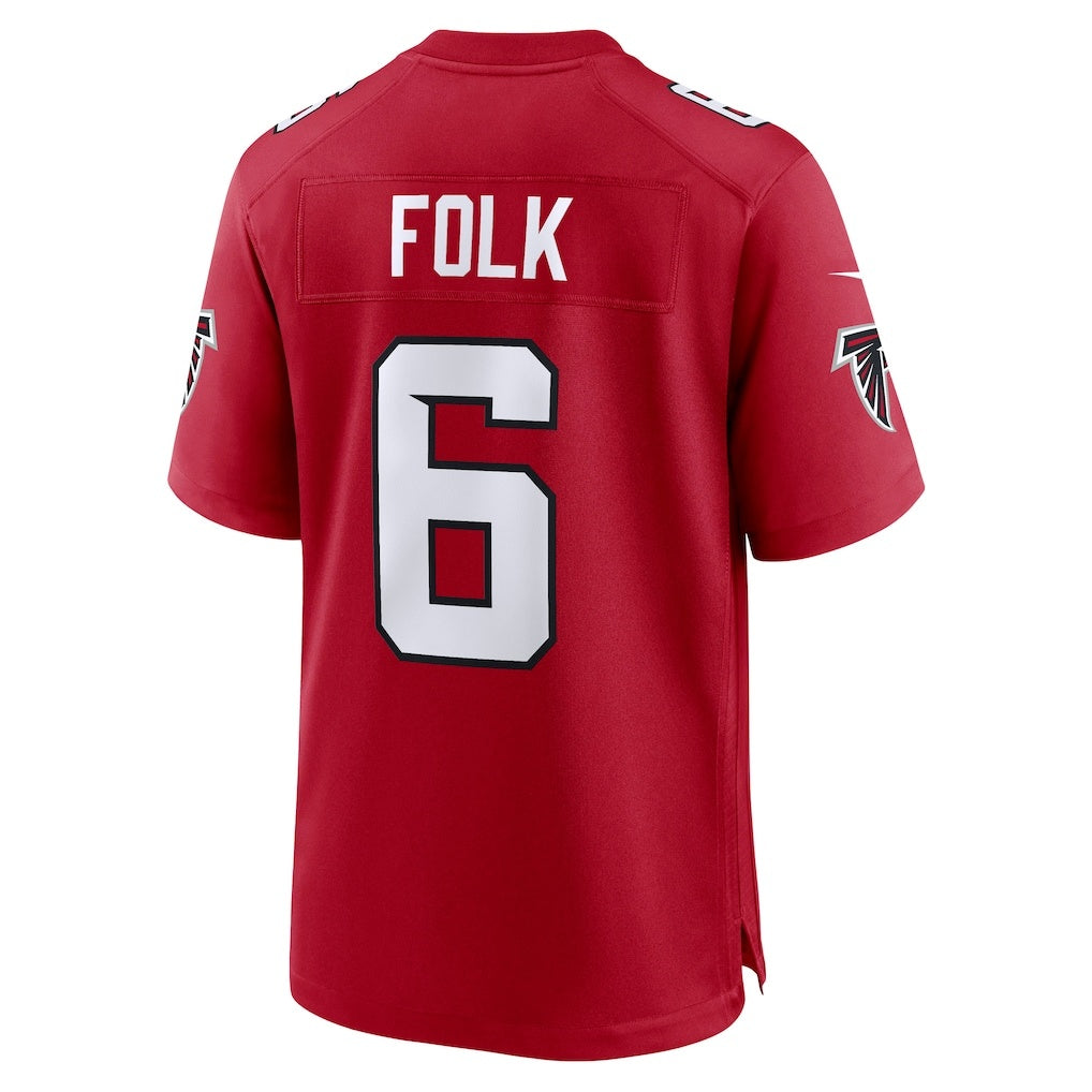 A.Falcons #6 Nick Folk Red Jereymy Team Game Jersey