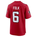 A.Falcons #6 Nick Folk Red Jereymy Team Game Jersey