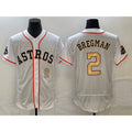 Houston Astros #2 Alex Bregman Number 2023 White Gold Jereymy World Serise Champions Patch Flex Base Stitched Jersey