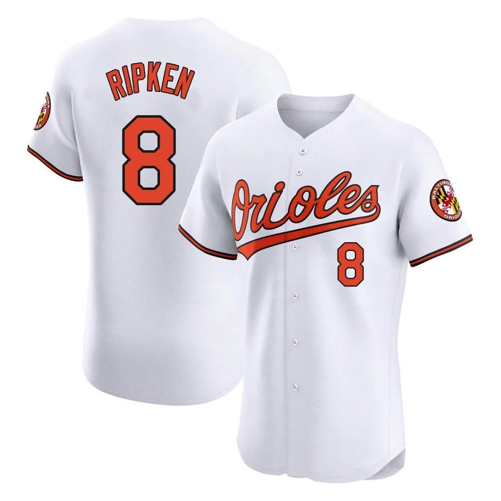 Baltimore Orioles #8 Cal Ripken Player White Jereymy Limited Elite Home Game Stitched Jerseys