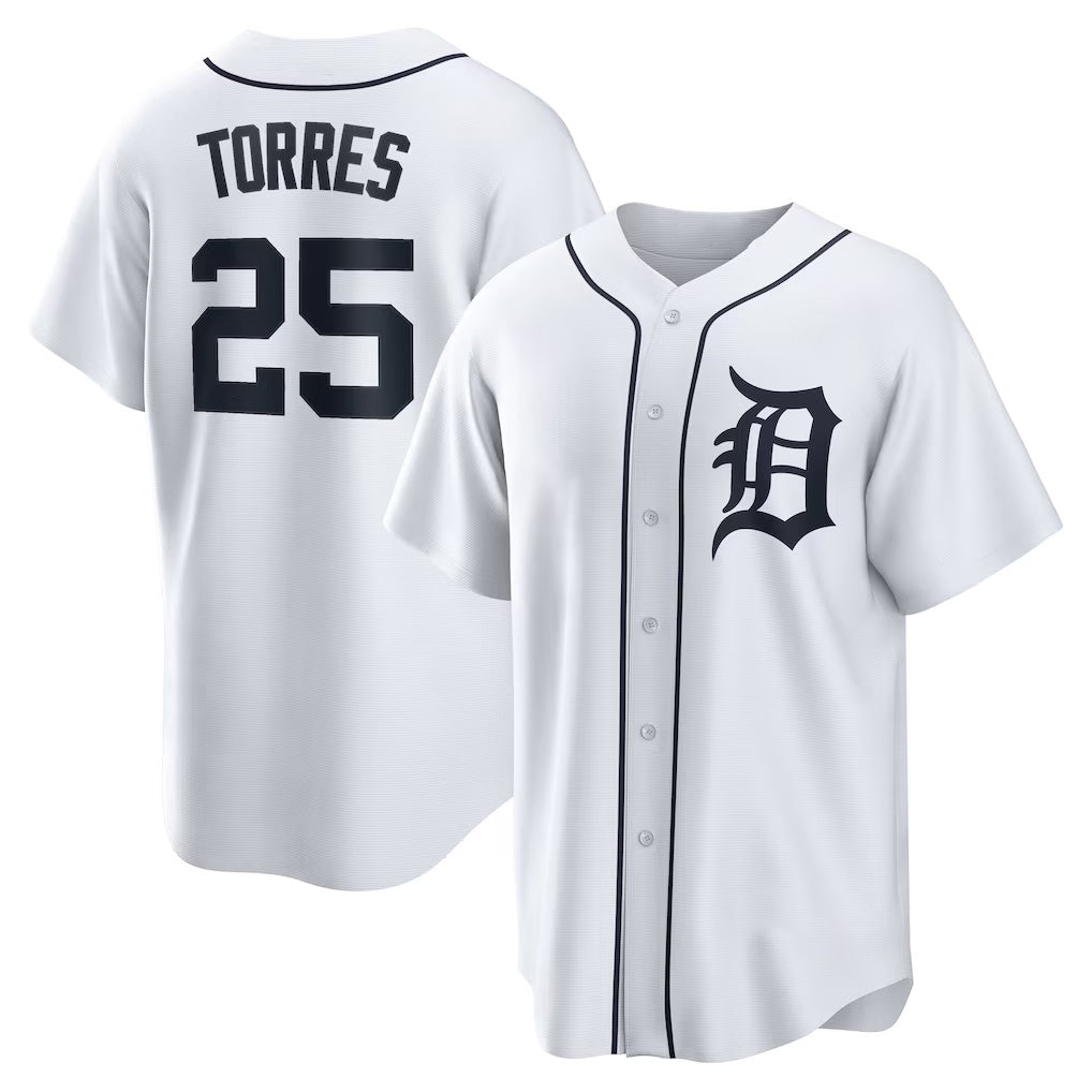 Detroit Tigers #25 Gleyber Torres White Jereymy Home Replica Jersey