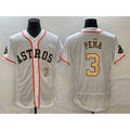 Houston Astros #3 Jeremy Pena Number 2023 White Gold Jereymy World Serise Champions Patch Flex Base Stitched Jersey 2