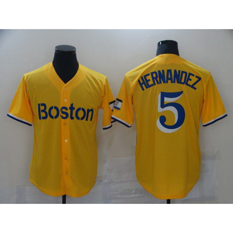 Boston Red Sox #5 Hernandez Yellow Jereymy City Edition Game 2021 Jerseys