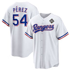 Texas Rangers #54 Mart¨ªn P¨¦rez White Jereymy 2023 World Series Stitched Jersey