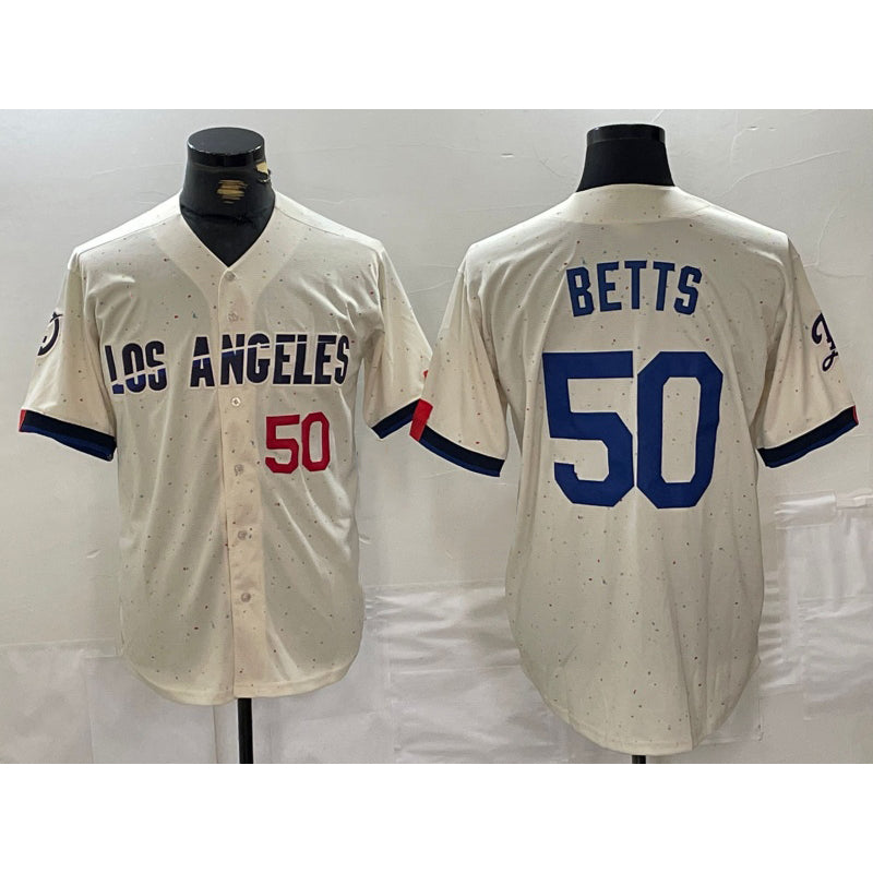 Los Angeles Dodgers #50 Mookie Betts Number Cream Jereymy 2024 City Connect Limited Stitched Jersey 2