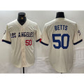 Los Angeles Dodgers #50 Mookie Betts Number Cream Jereymy 2024 City Connect Limited Stitched Jersey 2