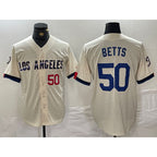 Los Angeles Dodgers #50 Mookie Betts Number Cream Jereymy 2024 City Connect Limited Stitched Jersey 2