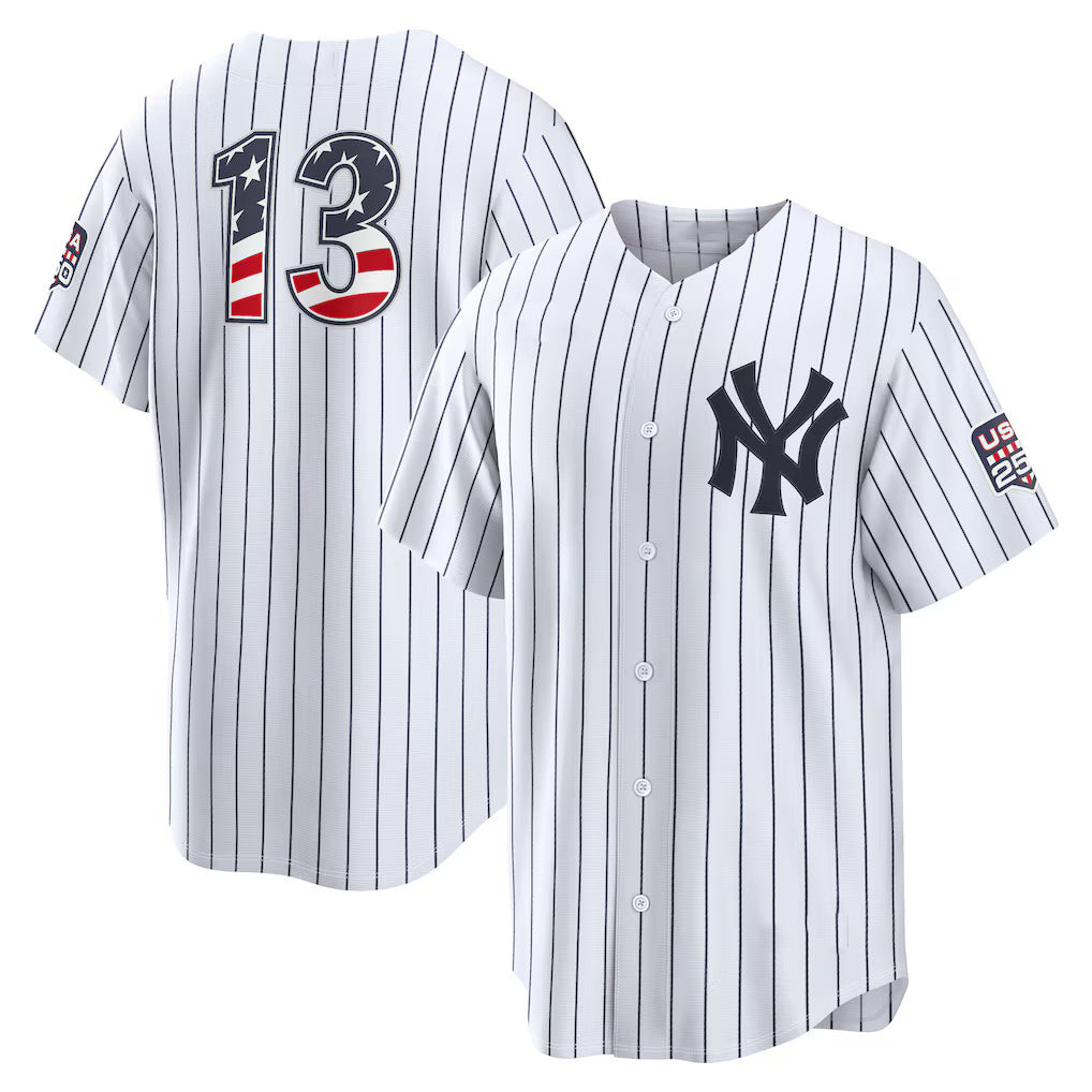 New York Yankees #13 Jazz Chisholm Jr. USA 250 Fourth of July Home Stadium Jersey - White Jereymy