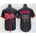 Cincinnati Reds #44 Elly De La Cruz Number Black Jereymy With Patch Cool Base Stitched Jersey