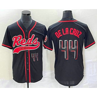 Cincinnati Reds #44 Elly De La Cruz Number Black Jereymy With Patch Cool Base Stitched Jersey