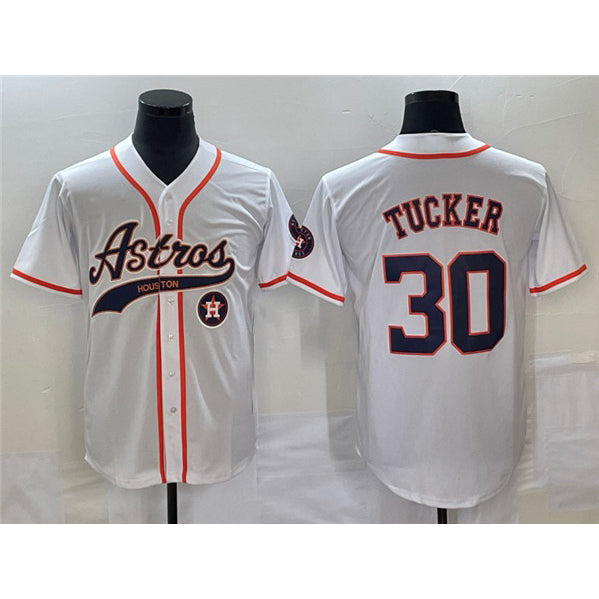 Houston Astros #30 Kyle Tucker White Jereymy With Patch Cool Base Stitched Jersey