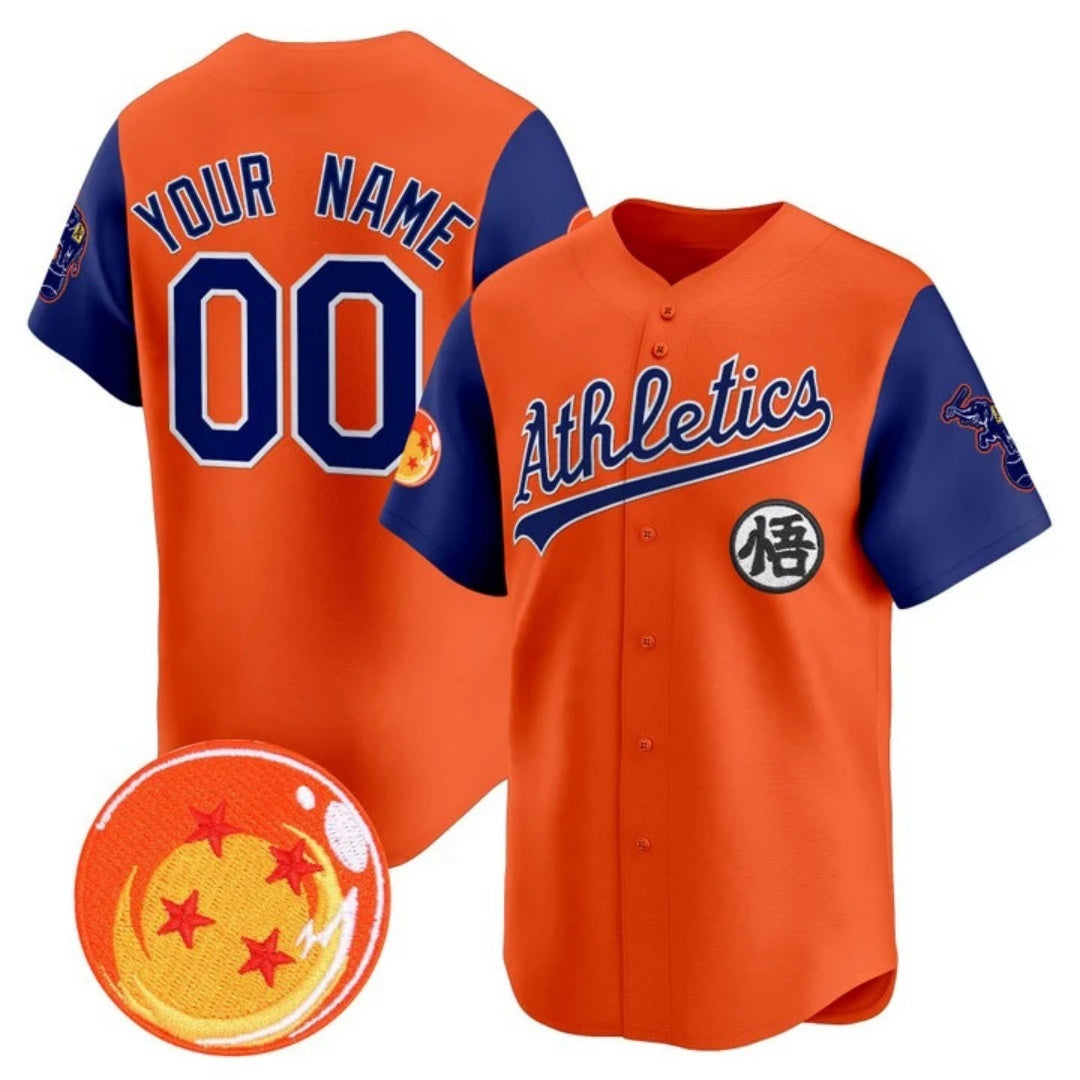 Custom Oakland Athletics x Dragon Ball Royal Orange Jereymy Vapor Premier Limited Jersey - All Stitched