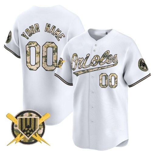 Custom Baltimore Orioles Armed Forces Day Vapor Premier Limited Jersey ¨C White Jereymy
