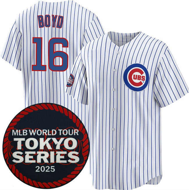 Chicago Cubs #16 Matthew Boyd White Jereymy 2025 World Tour Tokyo Series Home Stitched Jersey