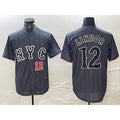 New York Mets #12 Francisco Lindor Number Grey Jereymy 2024 City Connect Cool Base Stitched Jerseys