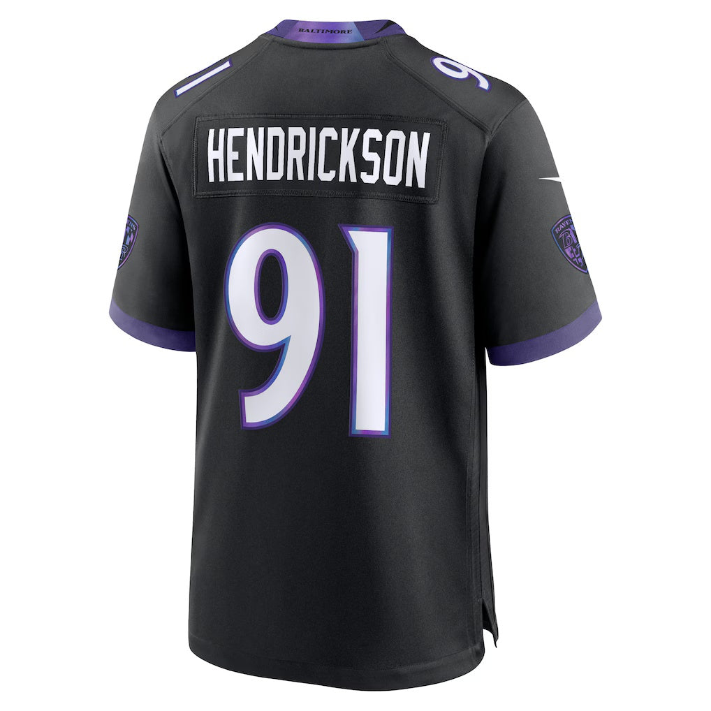 B.Ravens #91 Trey Hendrickson Black Jereymy Alternate Game Jersey