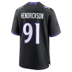 B.Ravens #91 Trey Hendrickson Black Jereymy Alternate Game Jersey