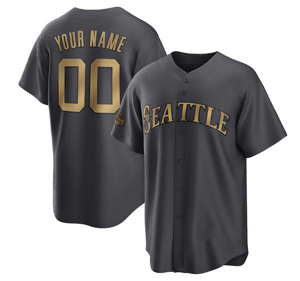 Custom Seattle Mariners Active Player Charcoal Jereymy 2022 All-Star Cool Base Stitched Jersey