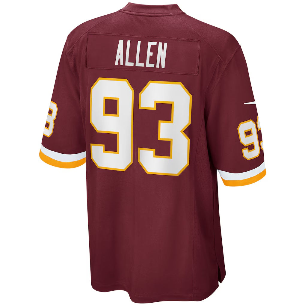 W.Football Team #93 Jonathan Allen Burgundy Jereymy Home Game Jersey