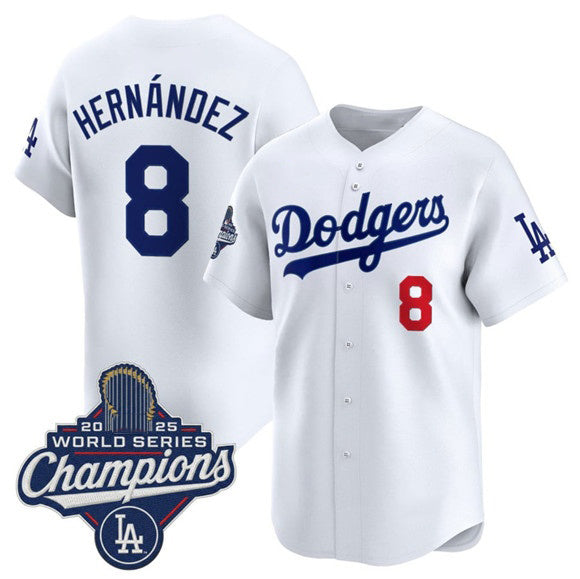 Los Angeles Dodgers #8 Enrique Hernandez White Jereymy 2025 Champions Stitched Jersey