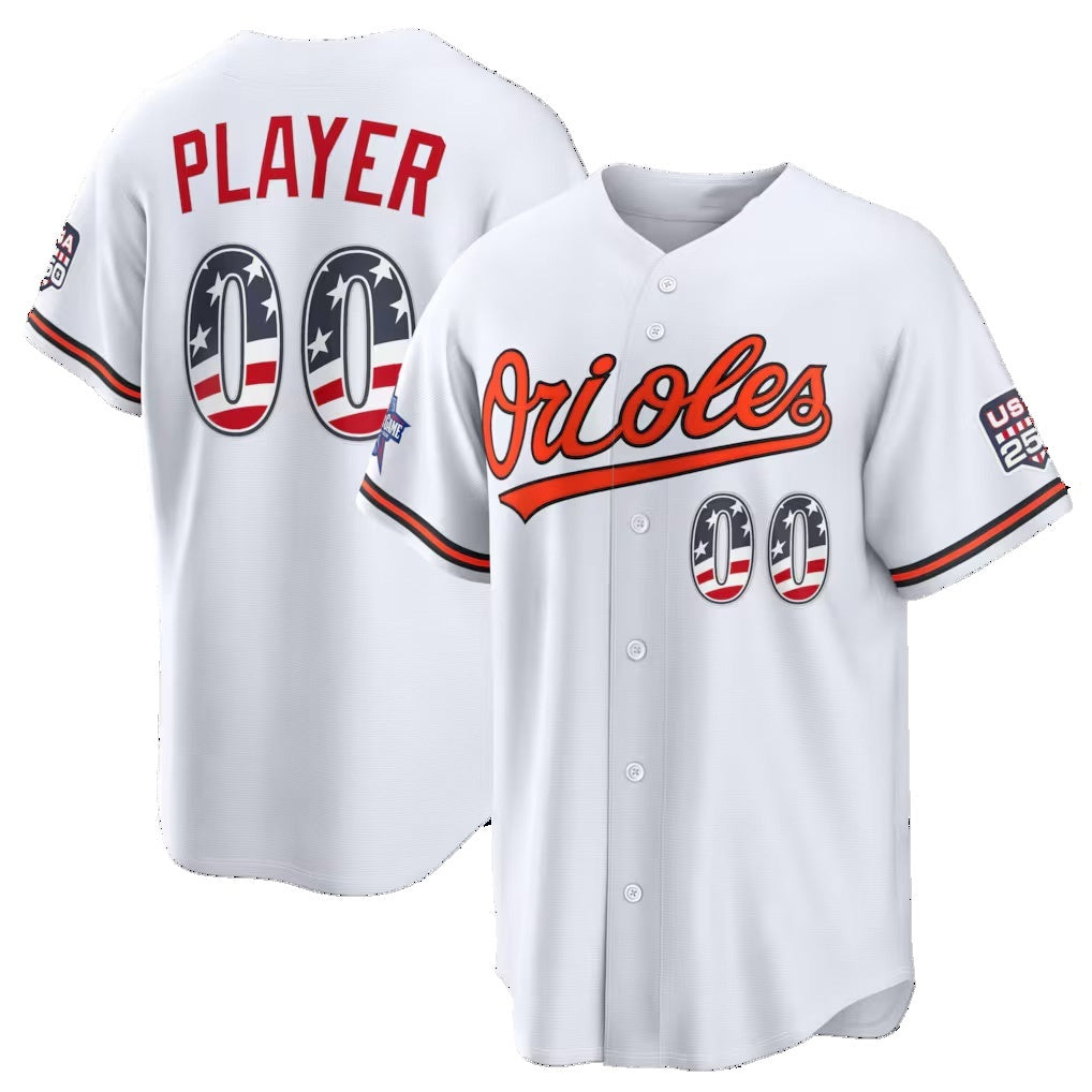 Custom Baltimore Orioles 2026 All-Star Edition Stars & Stripes White Jereymy Stadium Pick-A-Player Jersey