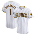 San Diego Padres #1 Tony Fern¨¢ndez White Jereymy Home Elite Sponsor Patch Player Jersey