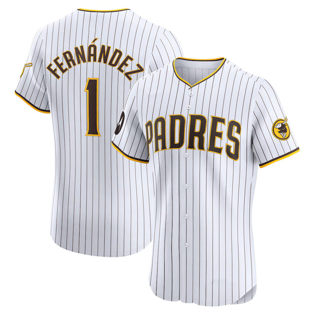 San Diego Padres #1 Tony Fern¨¢ndez White Jereymy Home Elite Sponsor Patch Player Jersey