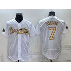 Atlanta Braves #7 Dansby Swanson White Jereymy 2022 All Star Stitched Flex Base Jersey