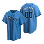 Custom Tampa Bay Rays Light Blue Jereymy Stitched Cool Base Jersey