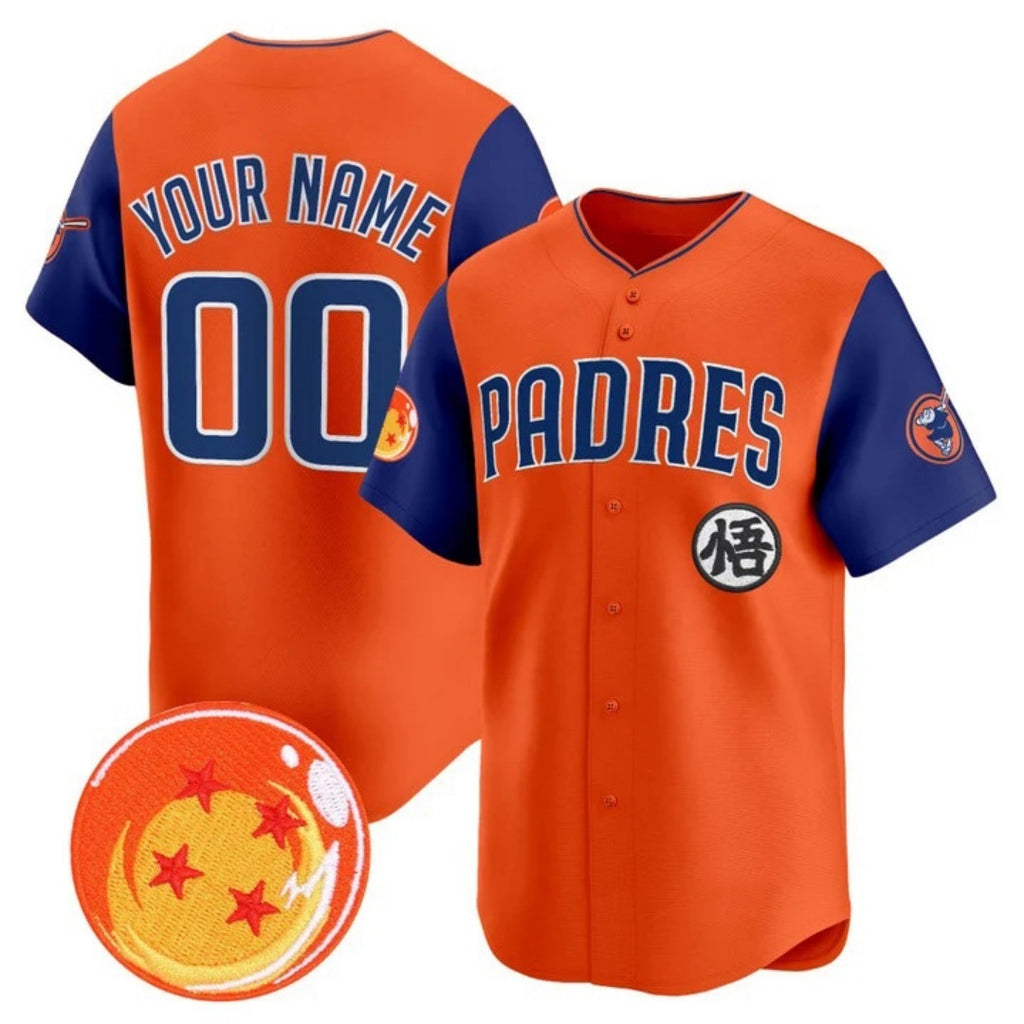 Custom San Diego Padres x Dragon Ball Royal Orange Jereymy Vapor Premier Limited Jersey - All Stitched