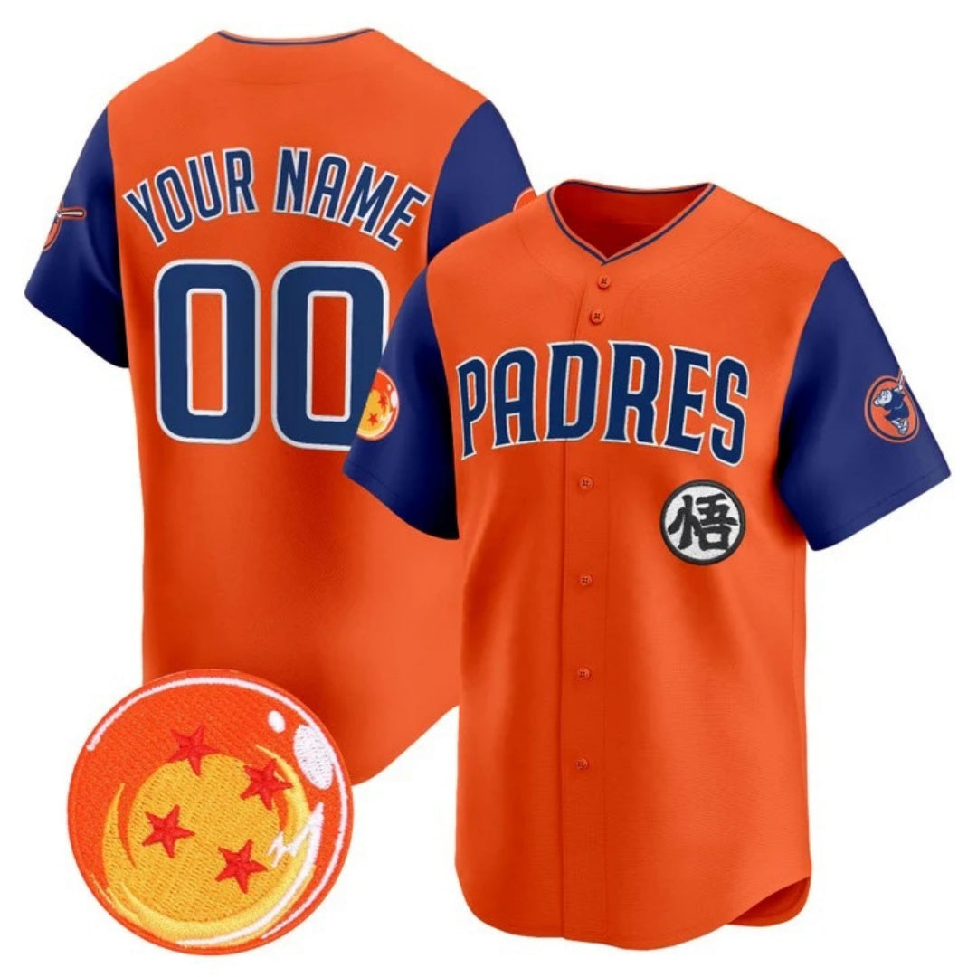 Custom San Diego Padres x Dragon Ball Royal Orange Jereymy Vapor Premier Limited Jersey - All Stitched