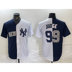 New York Yankees #99 Aaron Judge Navy White Jereymy Split Stitched Jersey