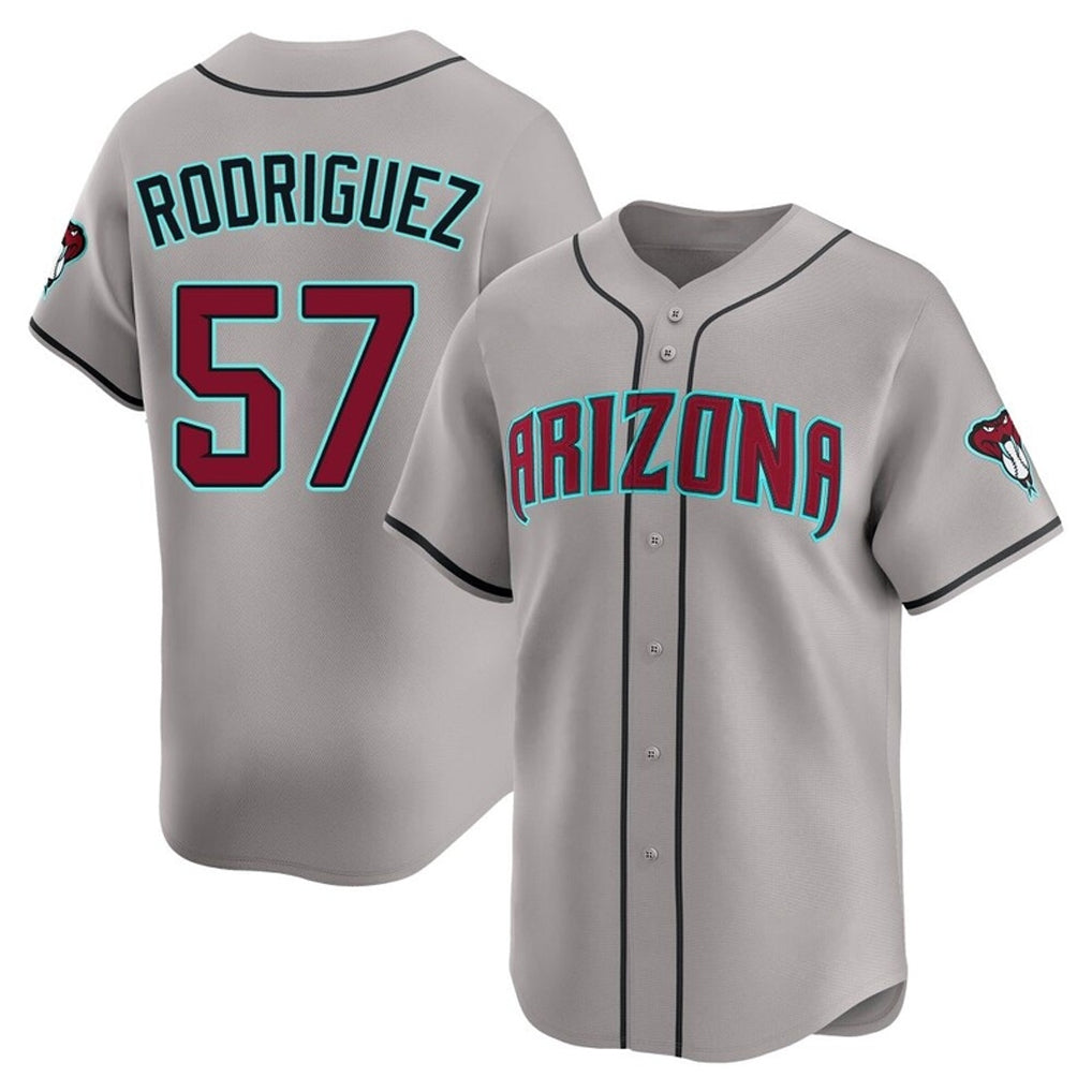 Arizona Diamondbacks #57 Eduardo Rodriguez Player Gray Jereymy Road Limited Home Game Stitched Jerseys