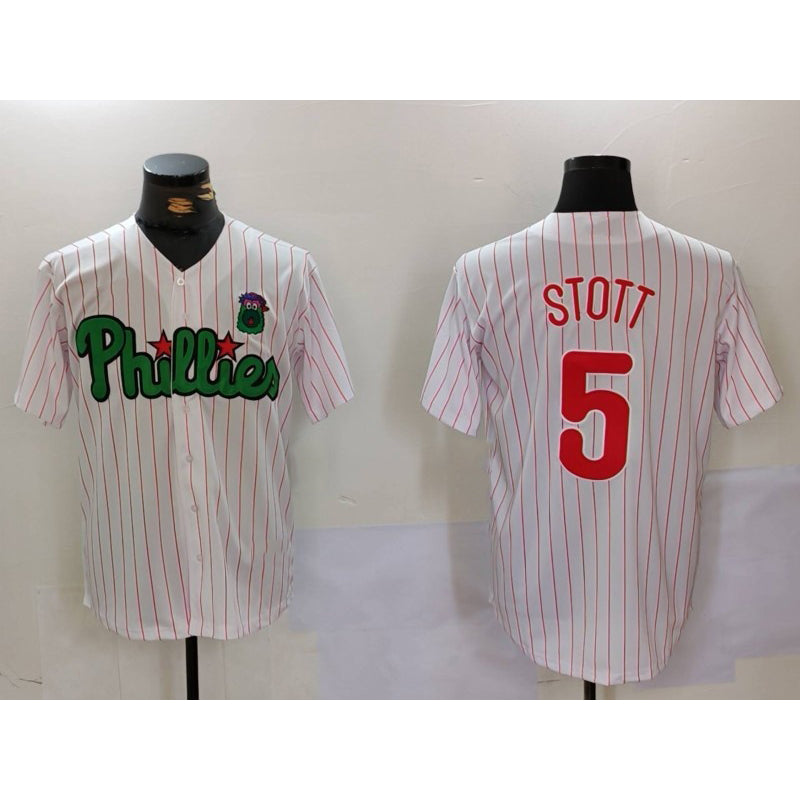 Philadelphia Phillies #5 Bryson Stott White Green Jereymy Cool Base Stitched Jersey 2