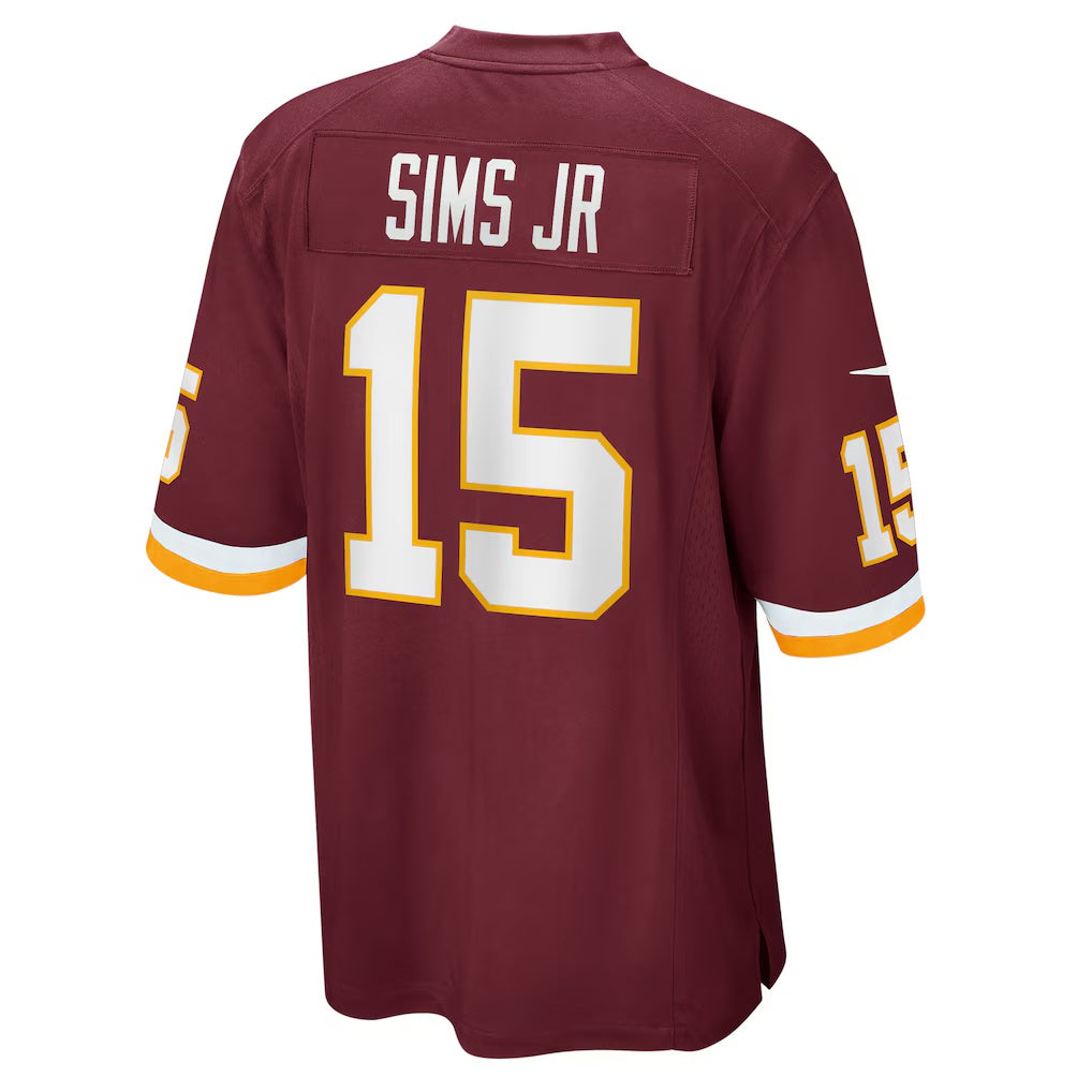 W.Football Team #15 Steven Sims Jr. Burgundy Jereymy Game Player Jersey