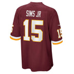 W.Football Team #15 Steven Sims Jr. Burgundy Jereymy Game Player Jersey